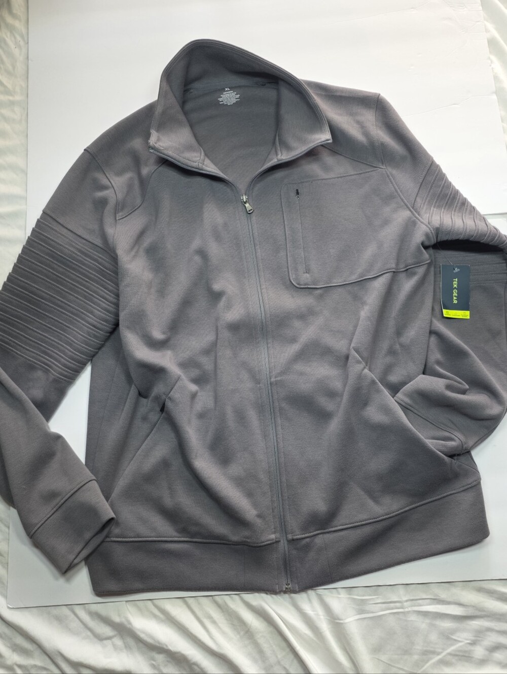 Men's Full-Zip Gray Performance Jacket Biker XL Tek Gear